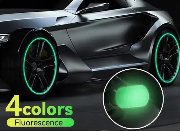4Pcs Luminous Valve Caps – Night Glowing Tyre Caps for Car, Motorcycle & Bicycle